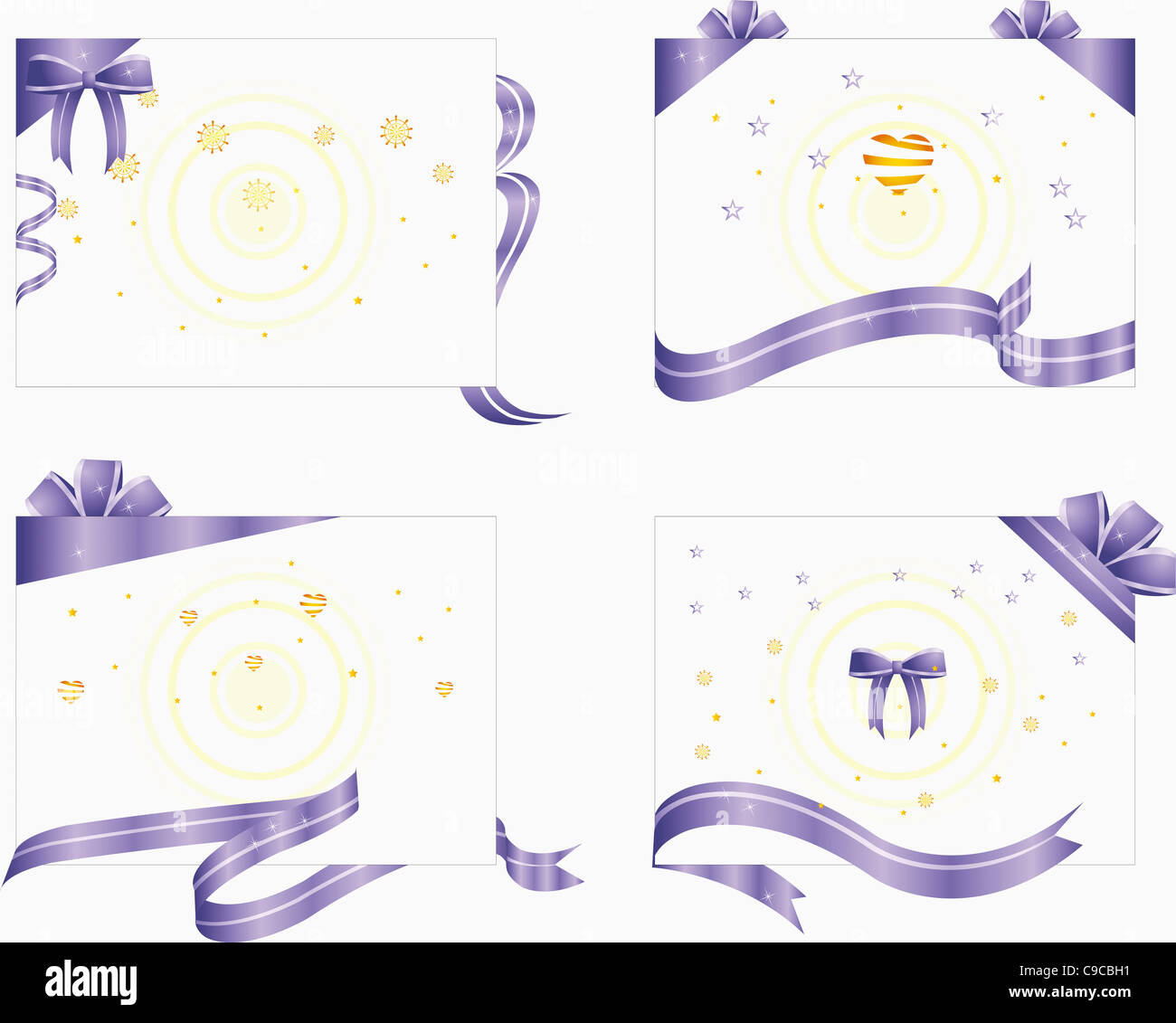 Various rectangle postcards with navy ribbons Stock Photo - Alamy