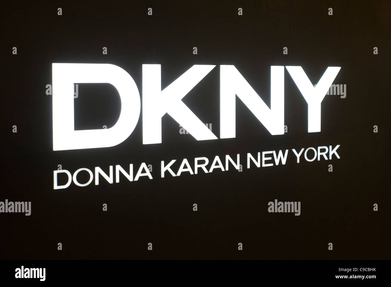 A shot over the sign of DKNY store Stock Photo Alamy