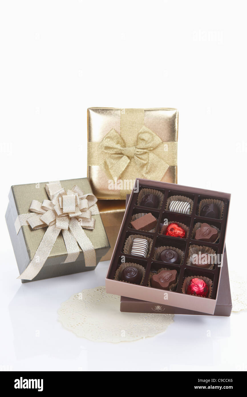 Boxes of chocolates Stock Photo Alamy