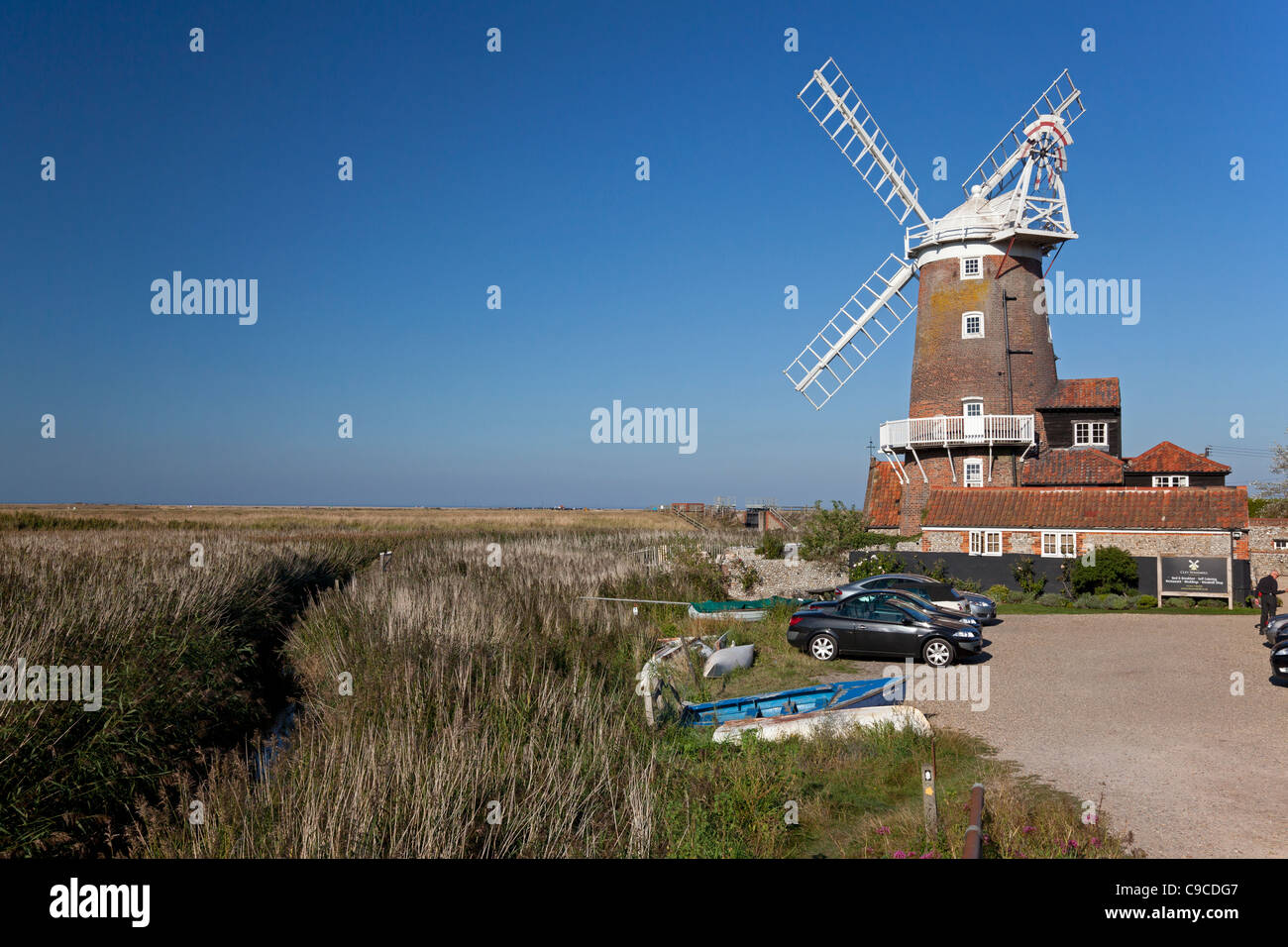 Cley Windmill in Norfolk alongside the marshes Stock Photo