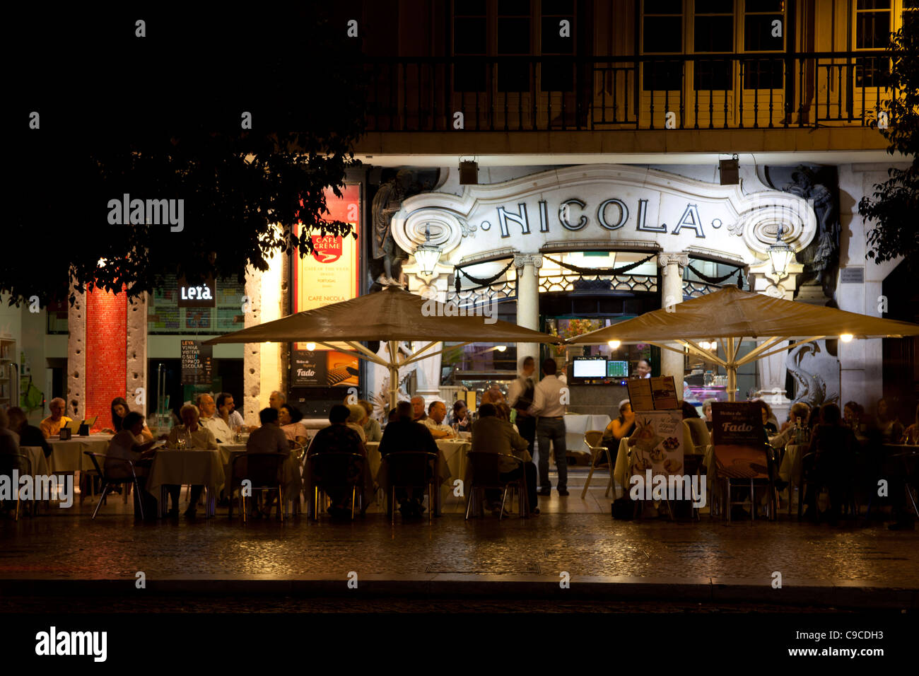 Cafe Nicola Baixa Cafe, historic cafe facing onto Rossio Square  Lisbon Portugal, Europe Stock Photo