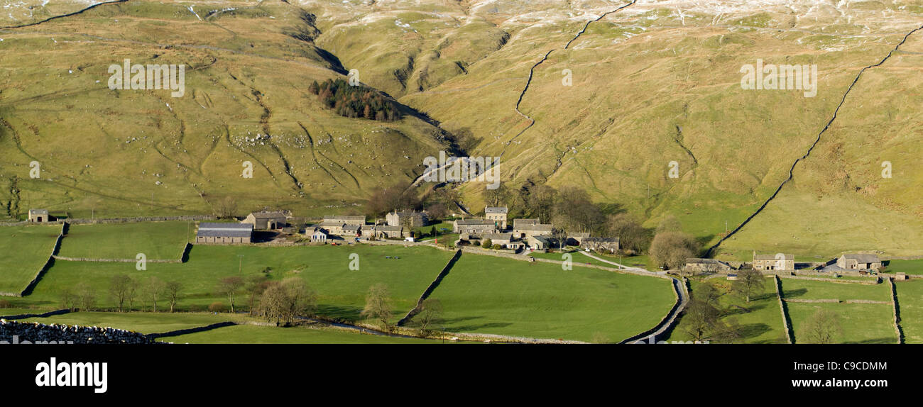 Panoramic landscape view of Halton Gill Stock Photo