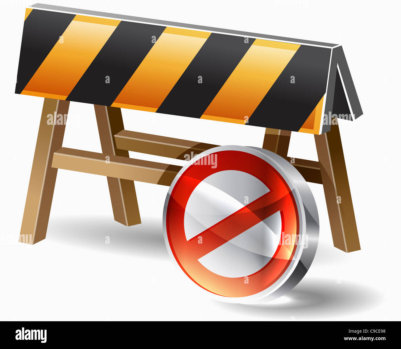 Stop sign and a barrier Stock Photo - Alamy