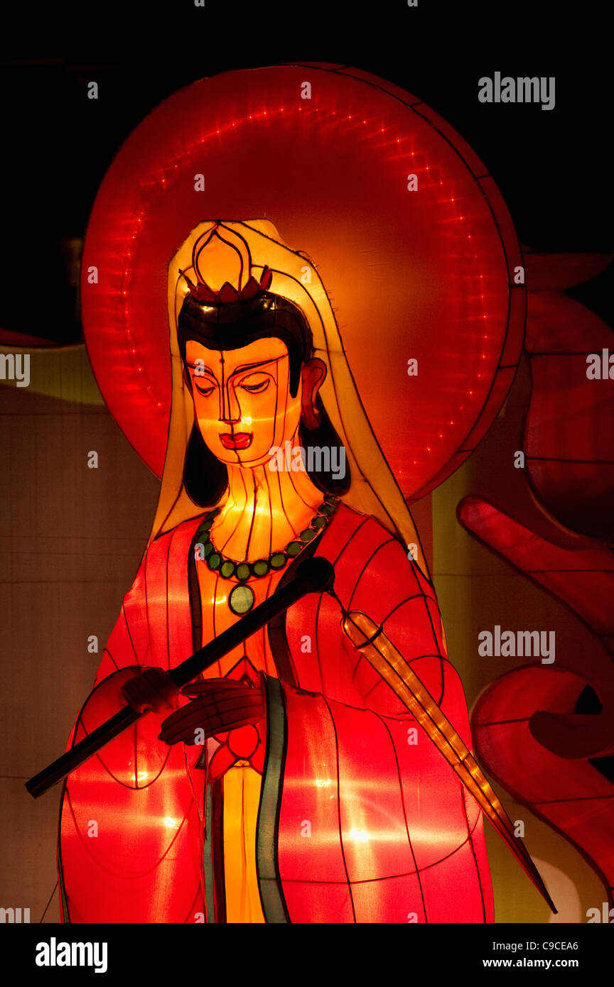 Singapore, South East Asia, Chinese Guan Yin silk Lantern during the mid Autumn Lantern Festival. Stock Photo