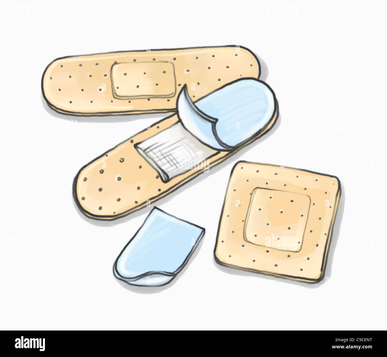 Illustration of various bandages Stock Photo - Alamy