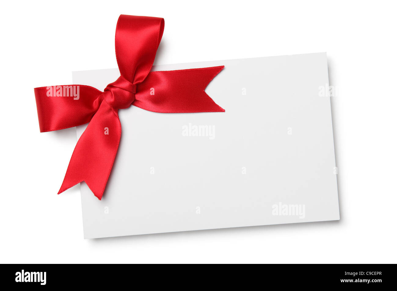 Blank card with red ribbon bow Stock Photo