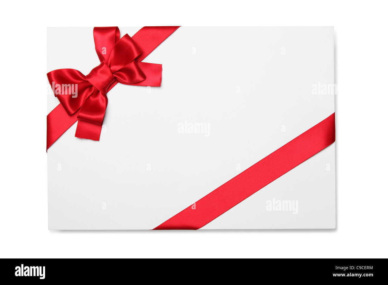 Blank card with red ribbon bow Stock Photo