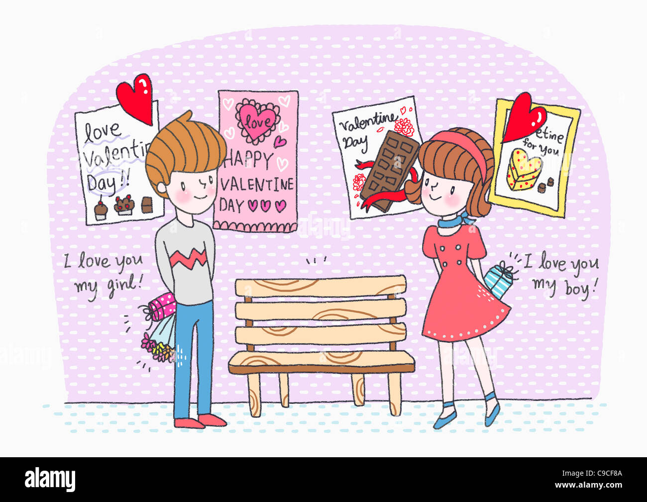 Flowers Tied To Bench Cut Out Stock Images Pictures Alamy