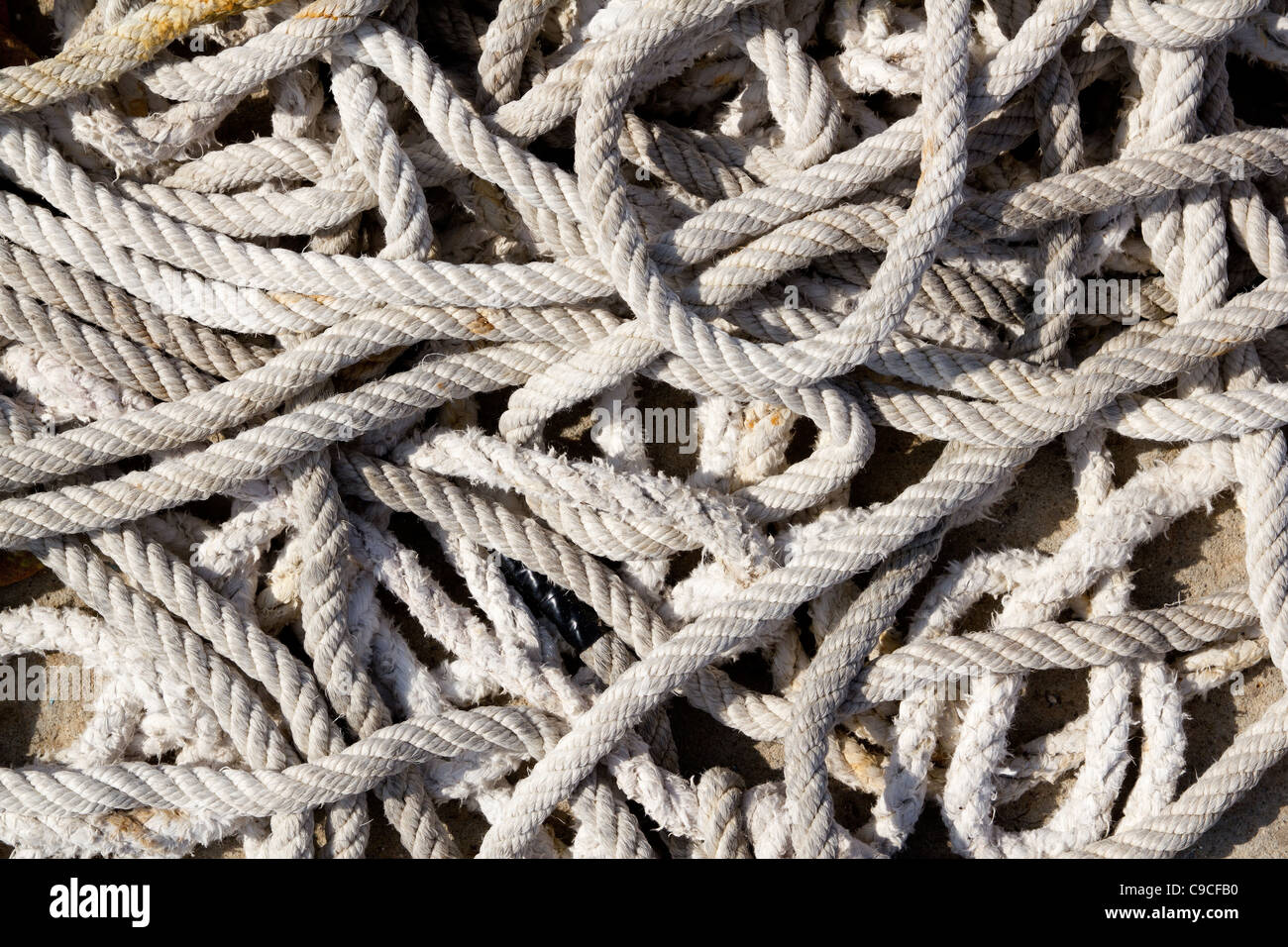 messy braided ropes of fishing tackle equipment Stock Photo - Alamy
