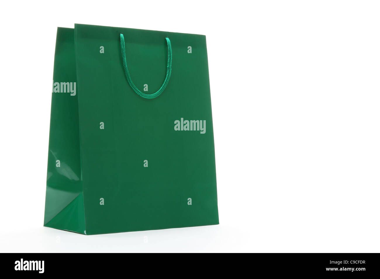 Green Shopping Bag,Closeup. Stock Photo
