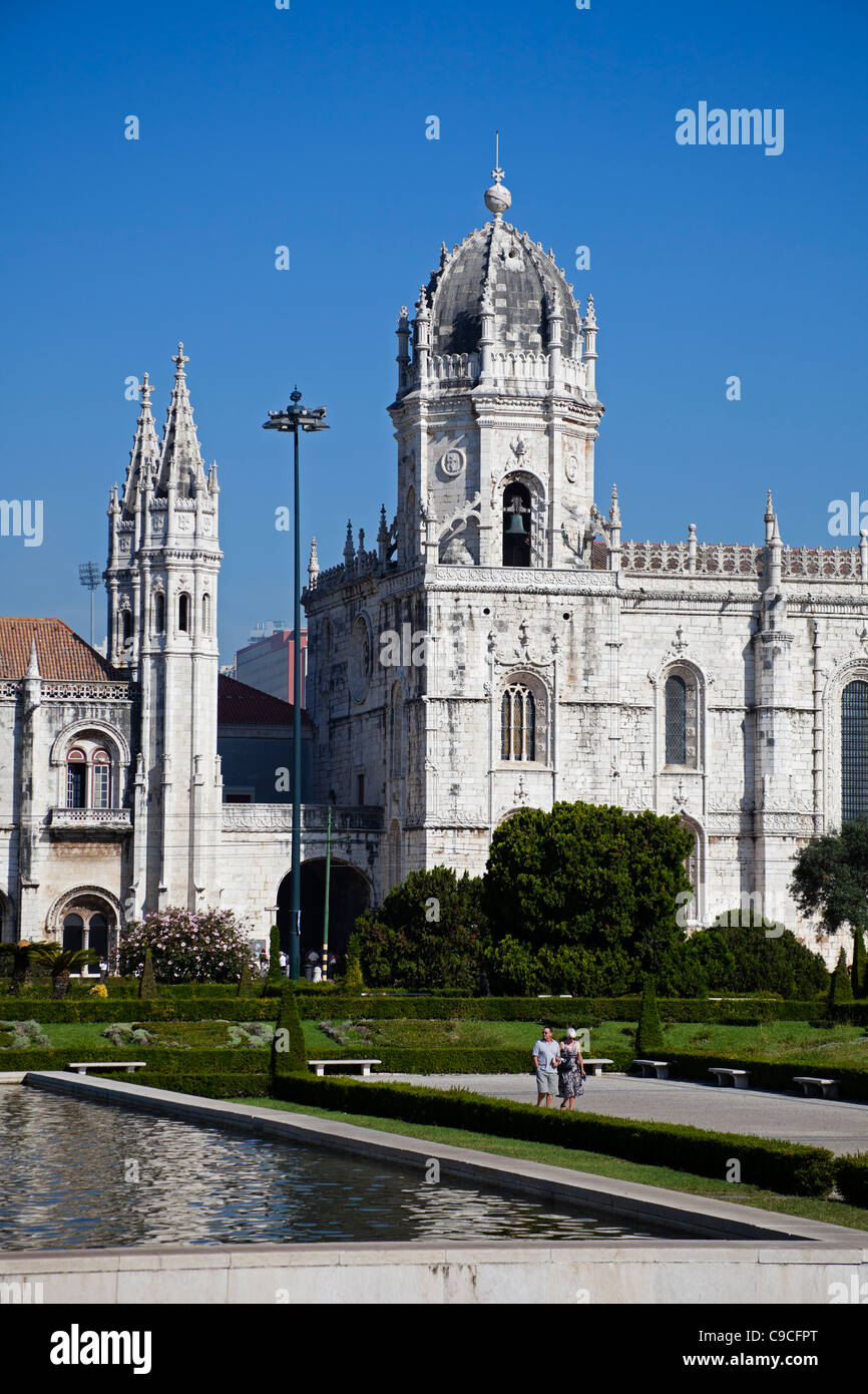 Praca do Imperio, with Mosteiro dos Jeronimos Belem, Portugal Europe Stock Photo