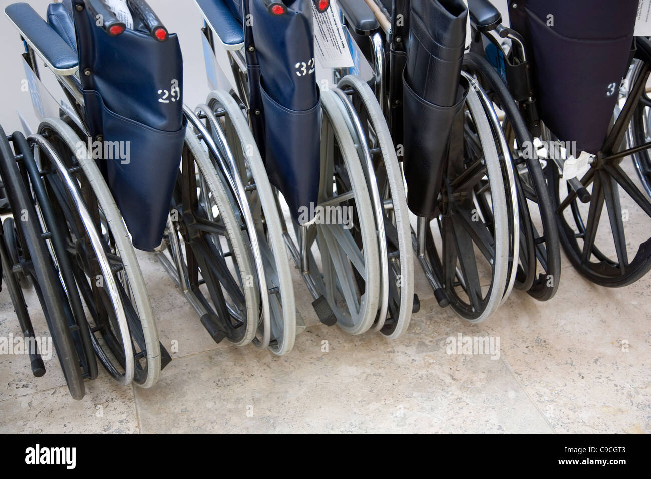 Row of Wheelchairs Stock Photo