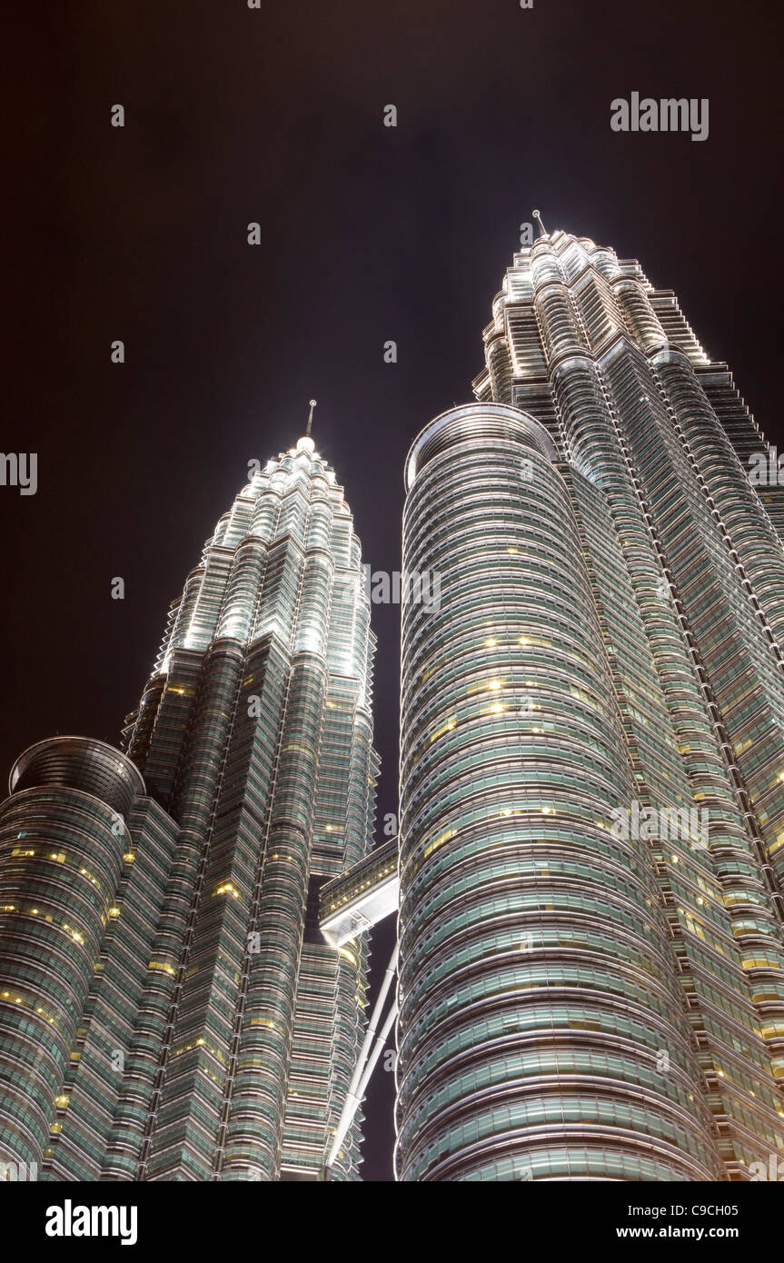 Petronas twin towers in Kuala Lumpur, one of the tallest buildings. Stock Photo