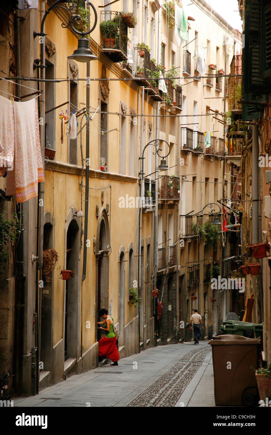 Via La Marmora in the Castello, Cagliari, Sardinia, Italy. Stock Photo