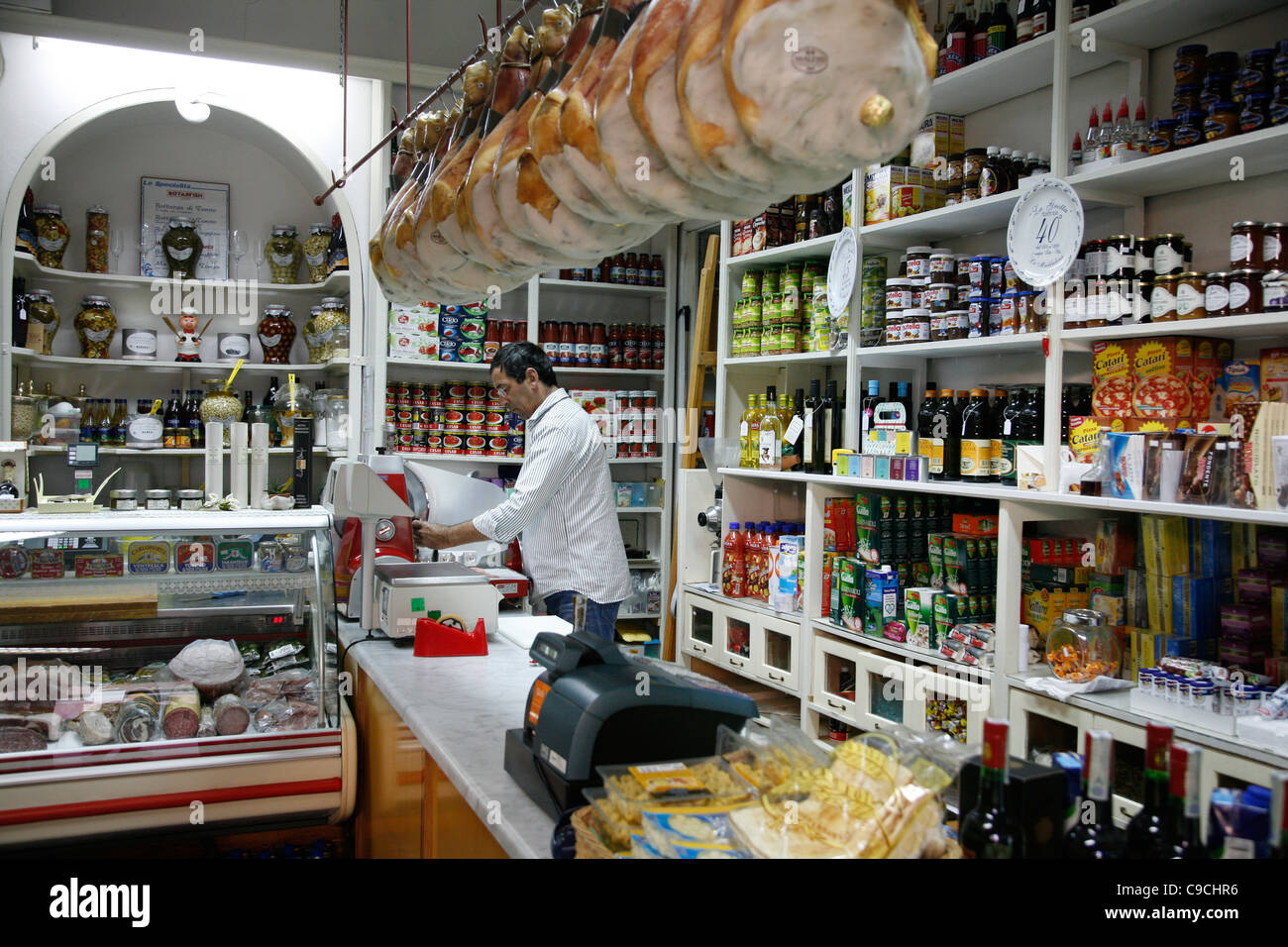 Mizo grocery shop, La Maddalena, Sardinia, Italy. Stock Photo