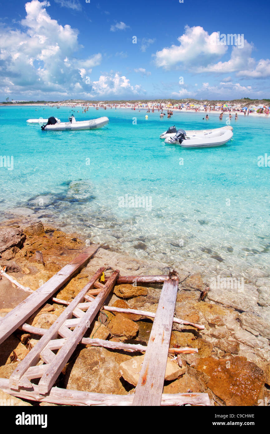 Illetes beach in Formentera island in summer vacation Stock Photo