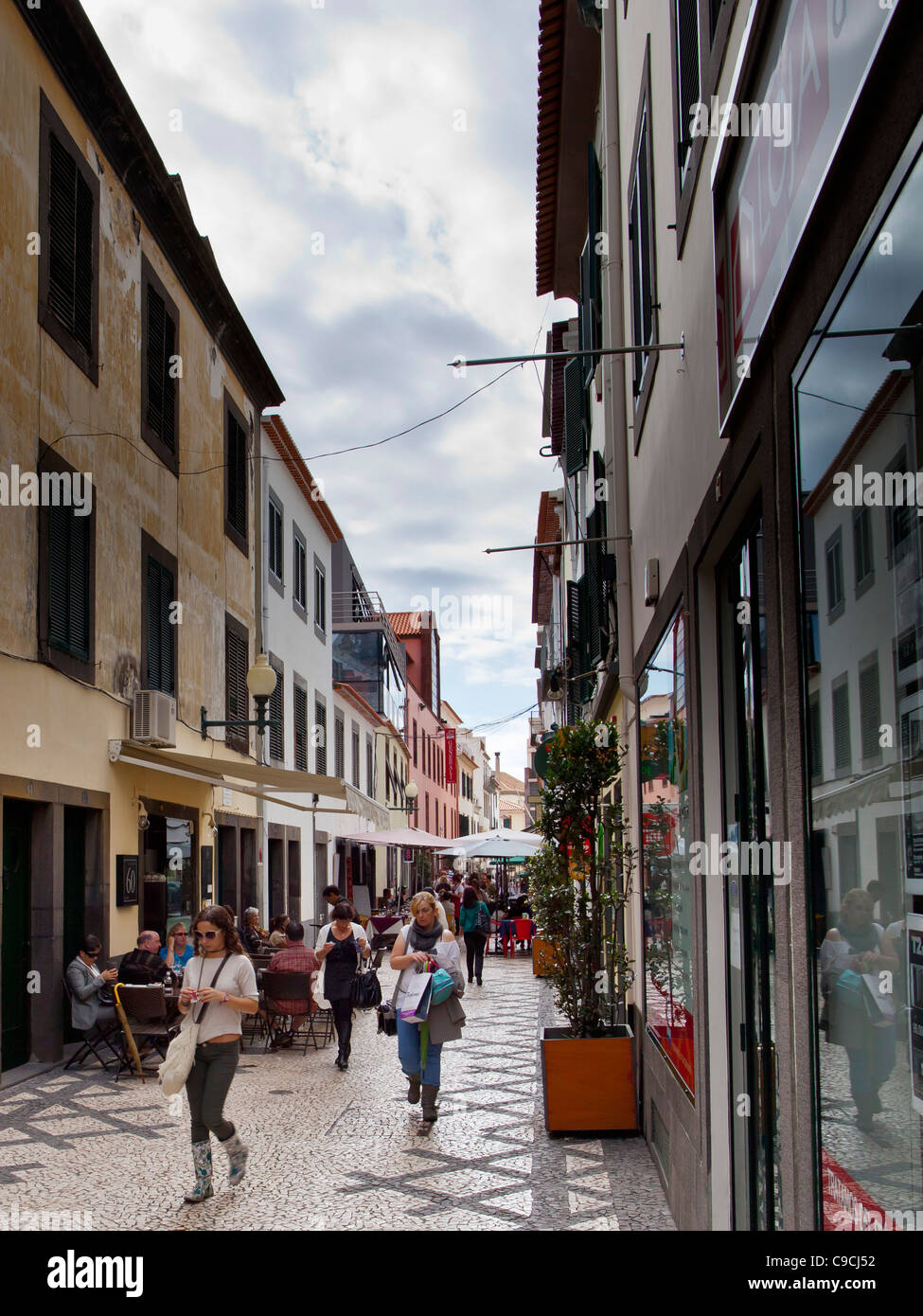 Street in Funchal, Madeira, Portugal, Europe Stock Photo