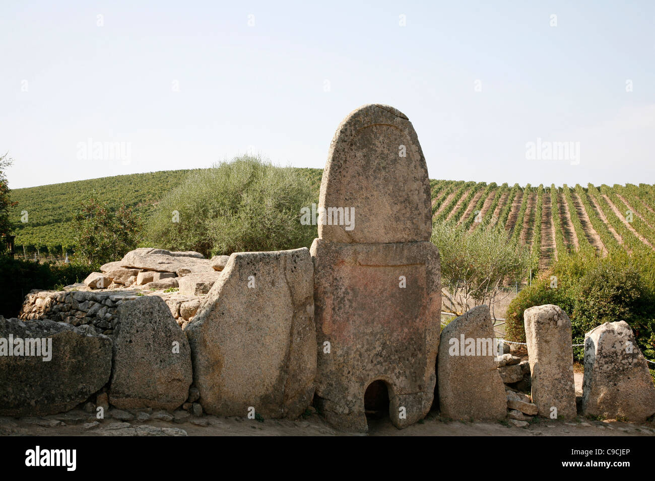 The Giants Tomb of Coddu Vecchiu, Arzachena, Sardinia, Italy. Stock Photo