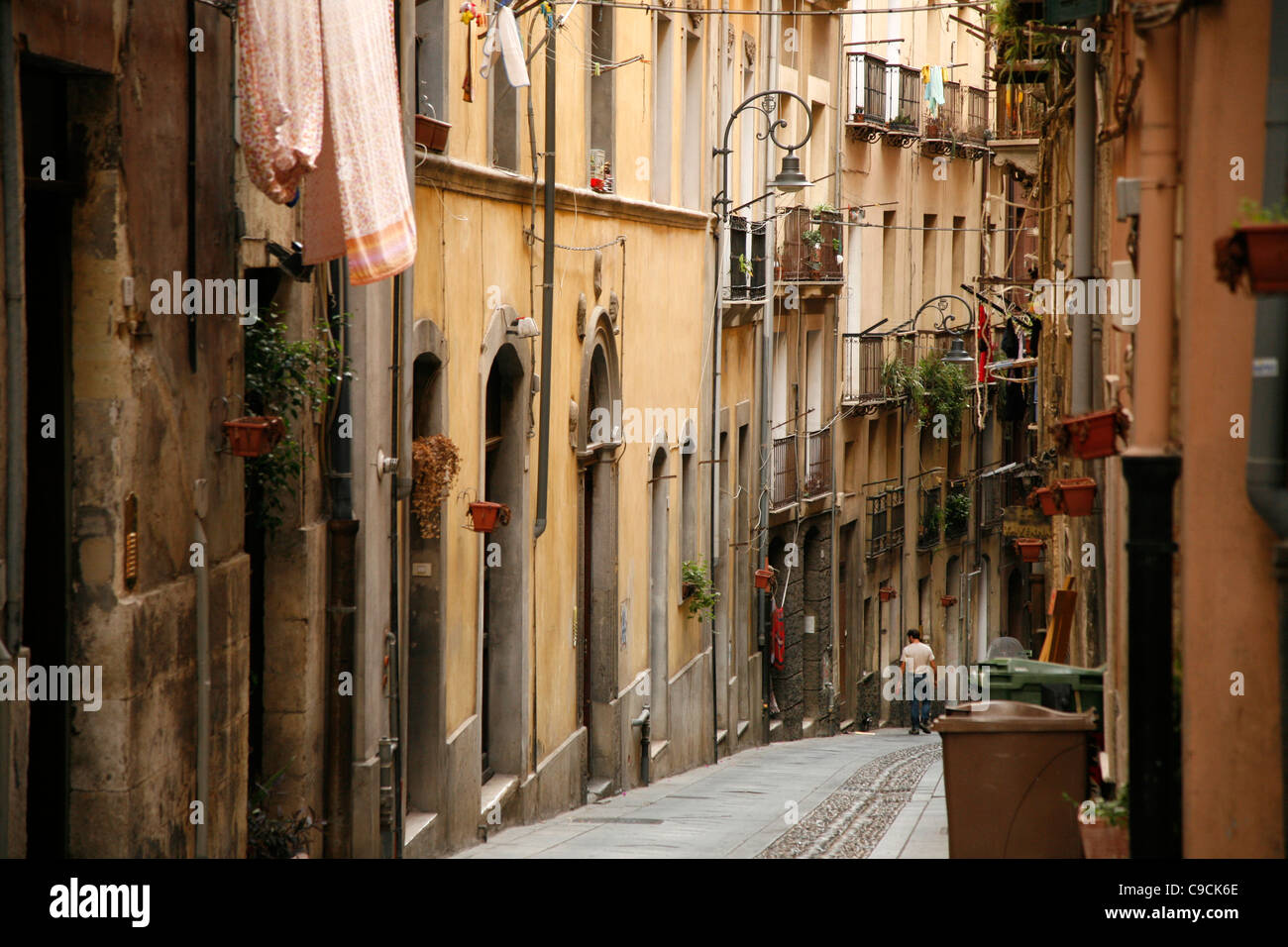 Via La Marmora in the Castello, Cagliari, Sardinia, Italy. Stock Photo