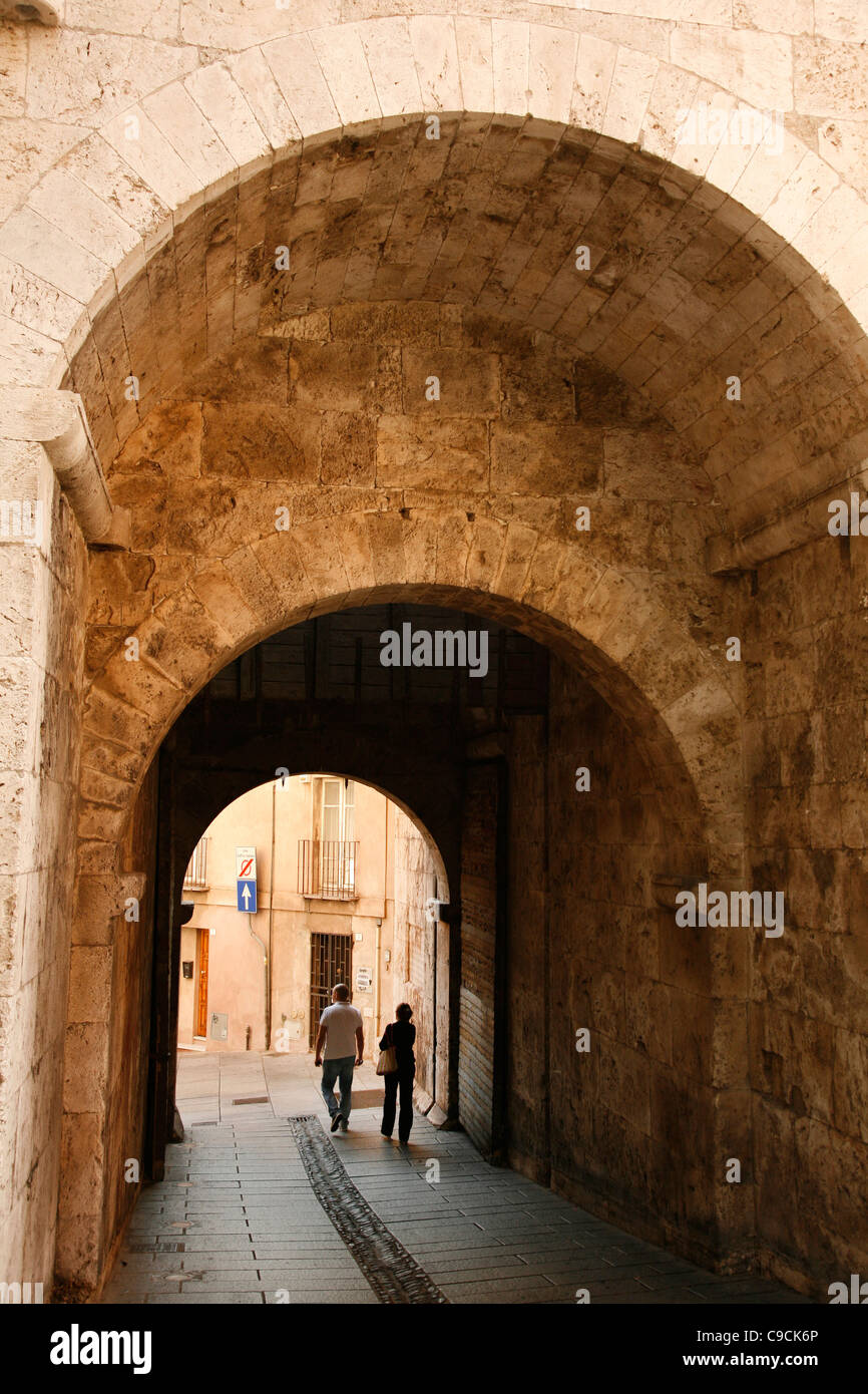 The Gate of Torre dell'Elefante in the Castello, Cagliari, Sardinia, Italy. Stock Photo