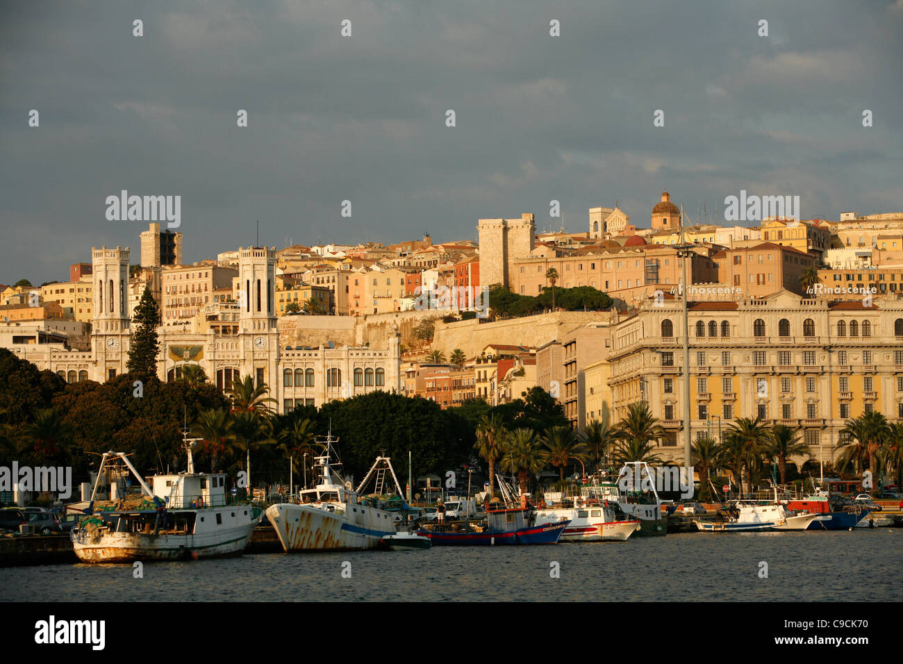 View from the port over Cagliari, Sardinia, Italy. Stock Photo