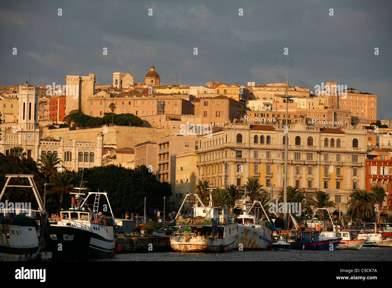View from the port over Cagliari, Sardinia, Italy. Stock Photo