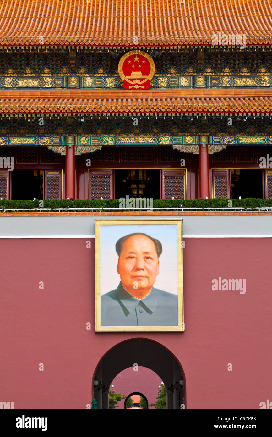 Chairman Mao's portrait on Tiananmen Tower Gate of Heavenly Peace, Beijing, prc , people's republic of china, Asia Stock Photo