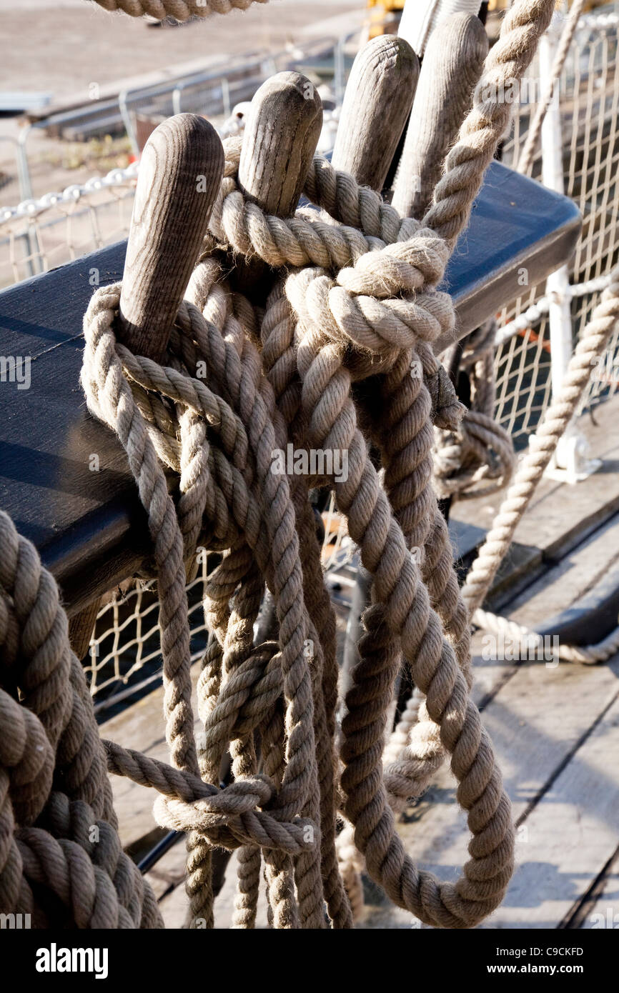 HM Gannet rope rigging and tackles at The Historic Dockyard Chatham ...