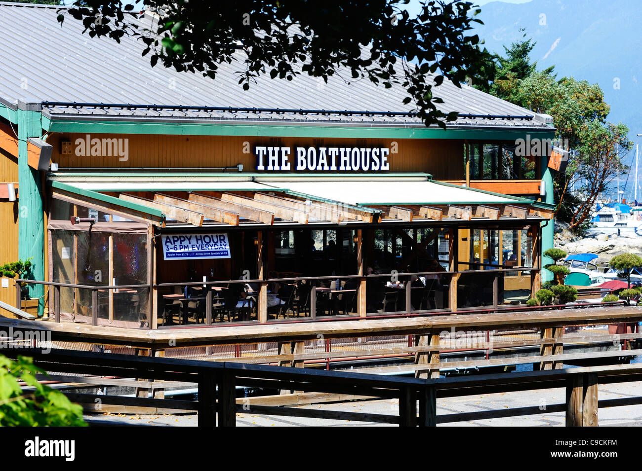 The Boathouse bar and restaurant at Horseshoe Bay, Vancouver. Stock Photo