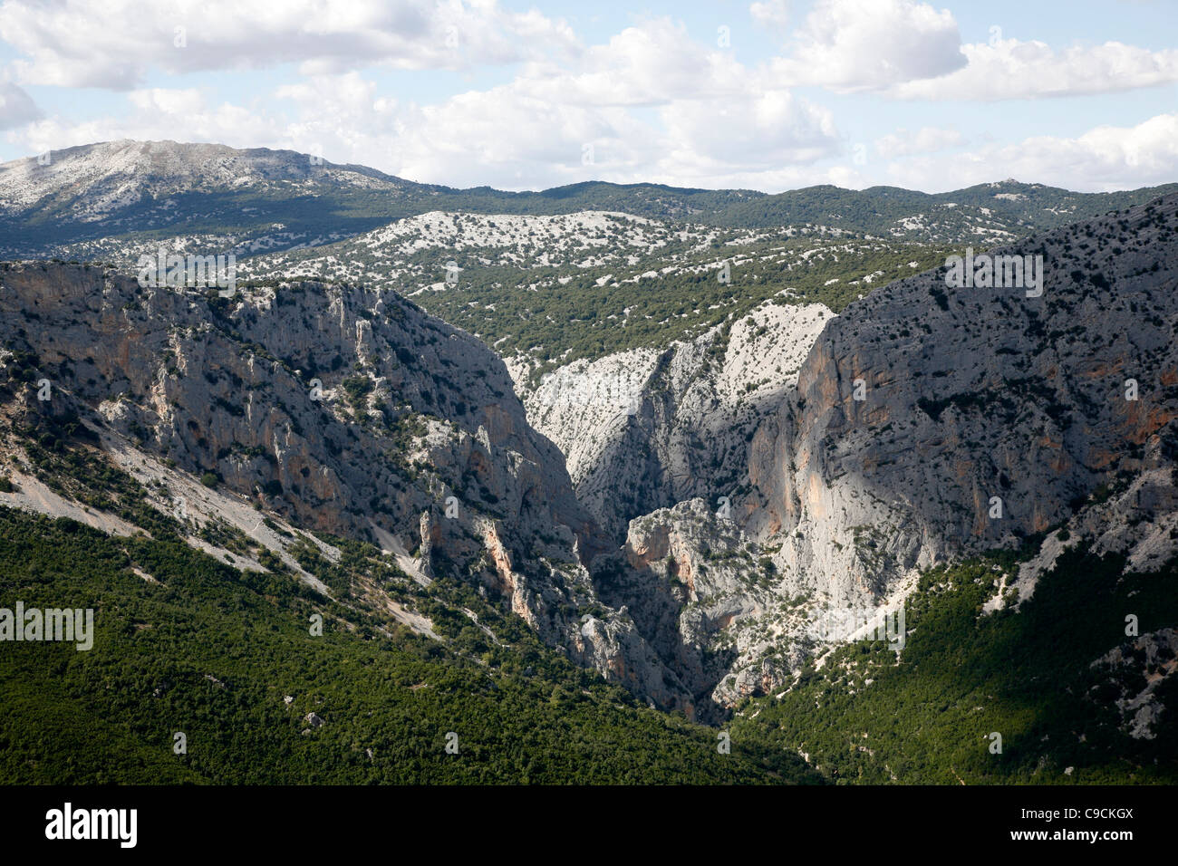 View over the Gola Su Gorruppu canyon, Sardinia, Italy. Stock Photo