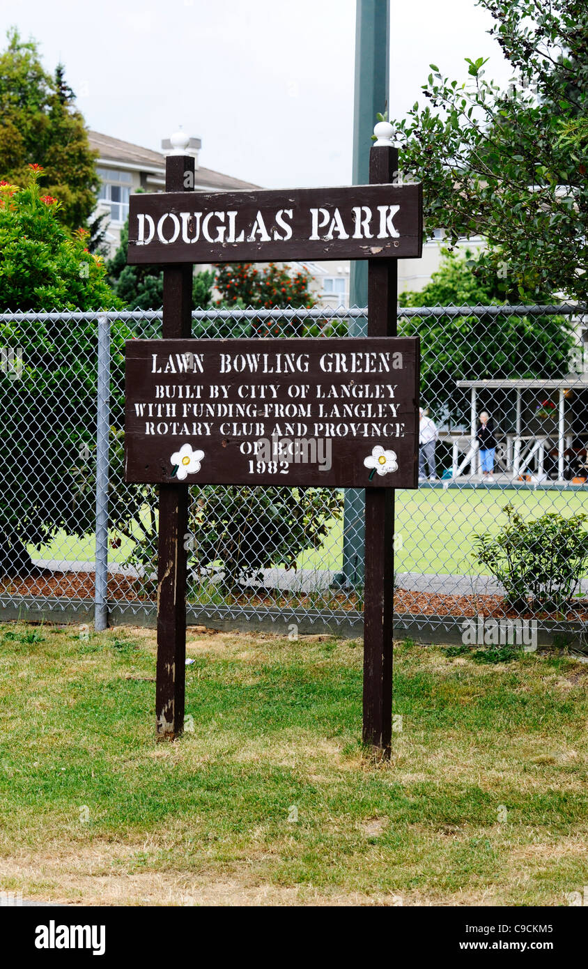 Douglas Park Lawn Bowling Green bowls club in Langley, Vancouver B.C. Stock Photo