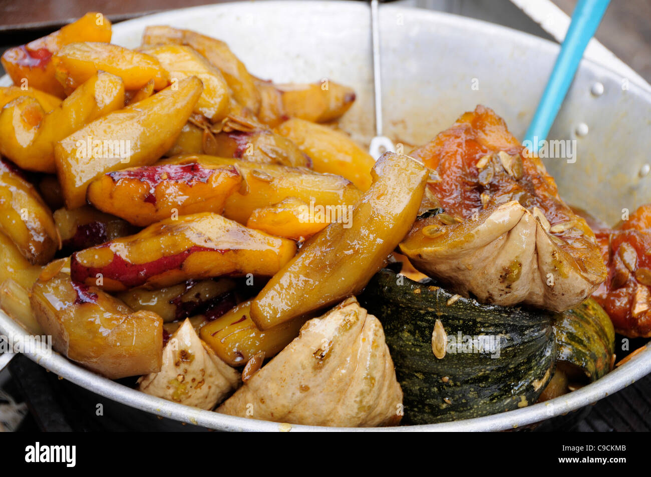Mexico, Michoacan, Patzcuaro, Bowl of candied squash and yam or camote