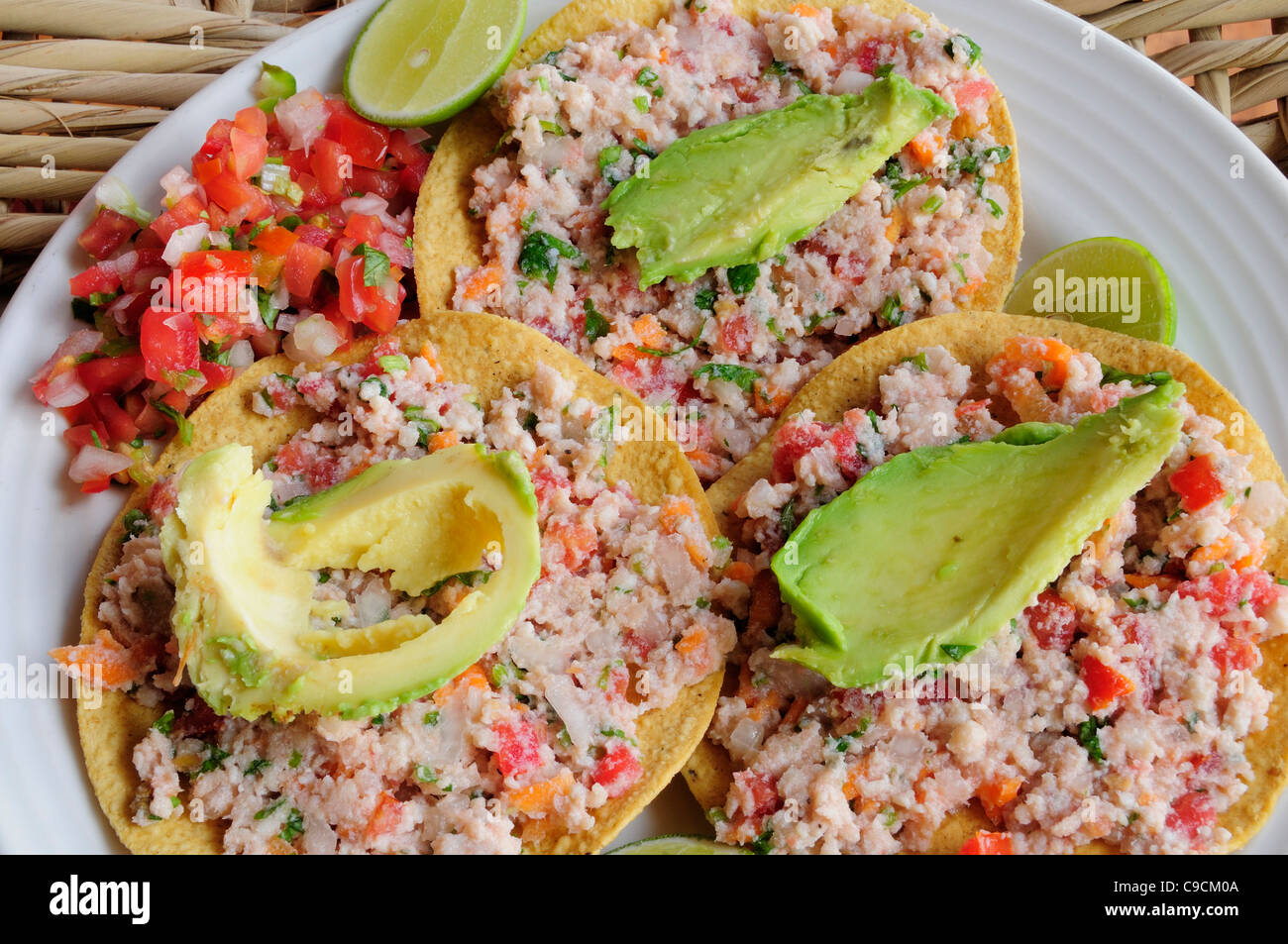 Mexico, Jalisco, Puerto Vallarta, Fish ceviche served with tacos