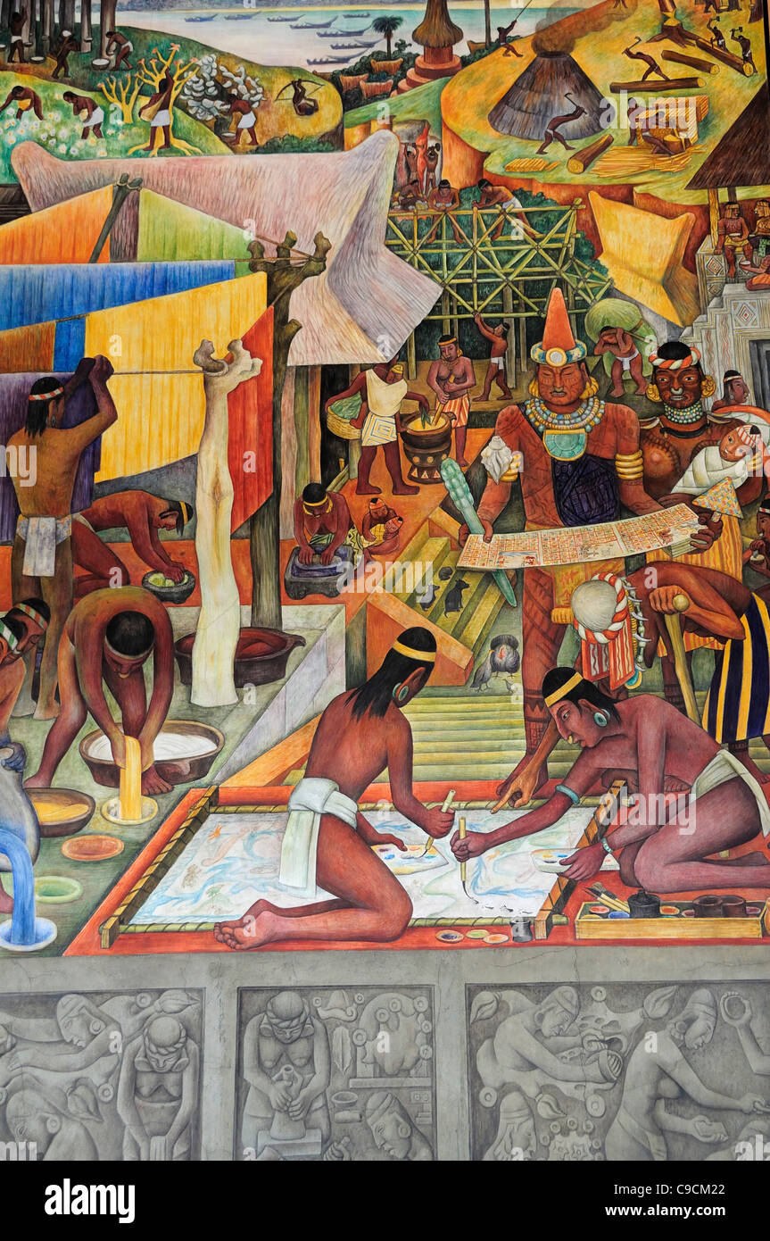 Mexico, Federal District, Mexico City, Detail of Mexico a Traves de los Siglos mural by Diego Mexico, Federal District, Mexico City, Detail of Mexico a Traves de los Siglos mural by Diego