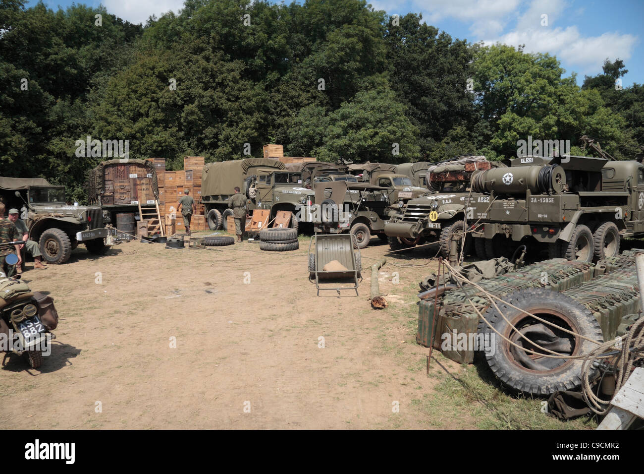 A collection of Vietnam War era US Army vehicles 0n display at the