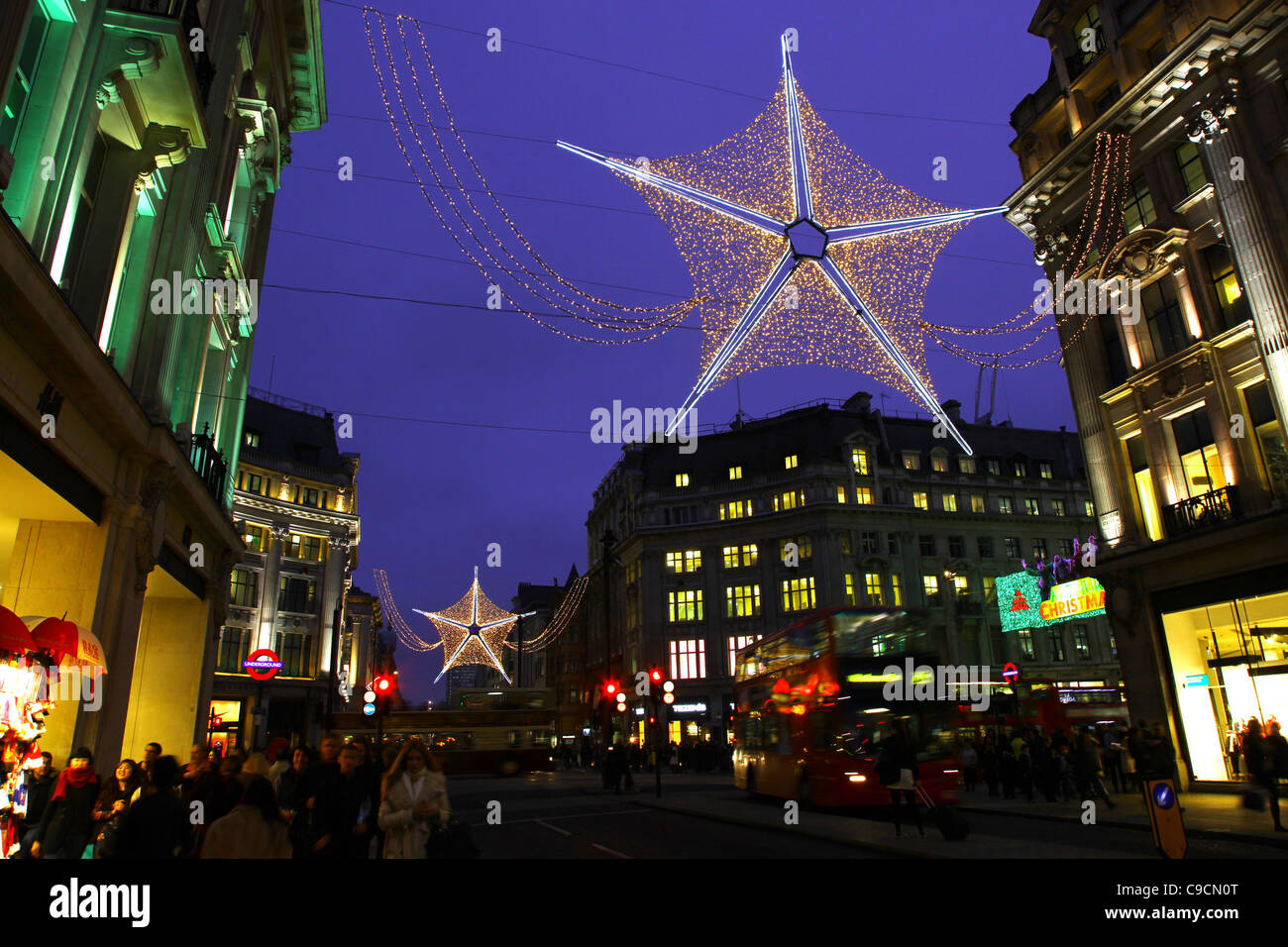 Christmas Lights Oxford Street (Circus) near the junction of Regents