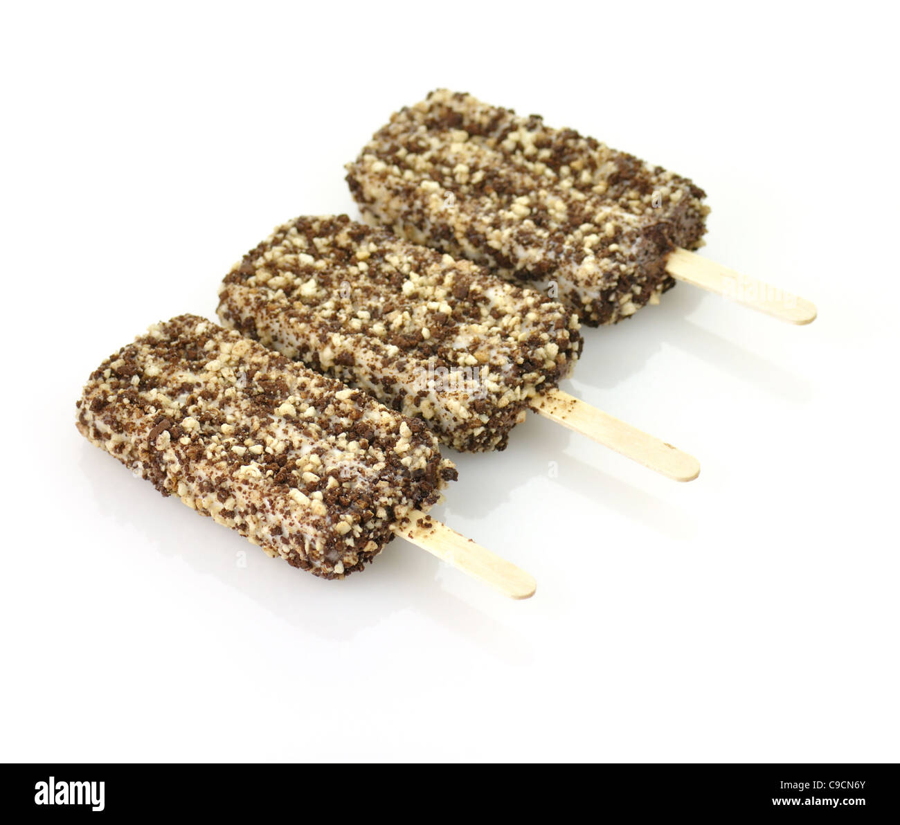 chocolate ice cream bars with stick on white background Stock Photo Alamy