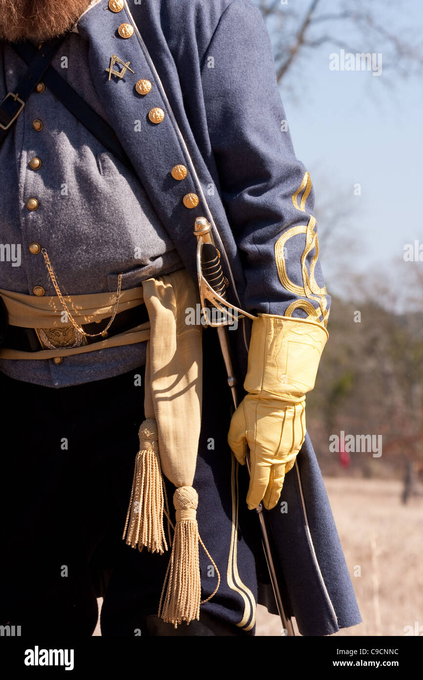 Details of confederate general's uniform at a civil war reenactment Stock Photo