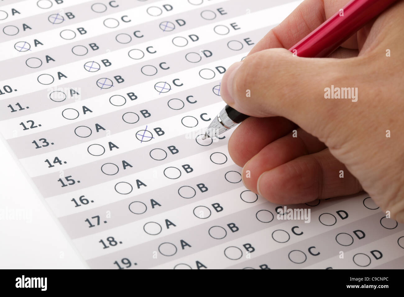 Customer service satisfaction survey or exam multiple choice Stock Photo