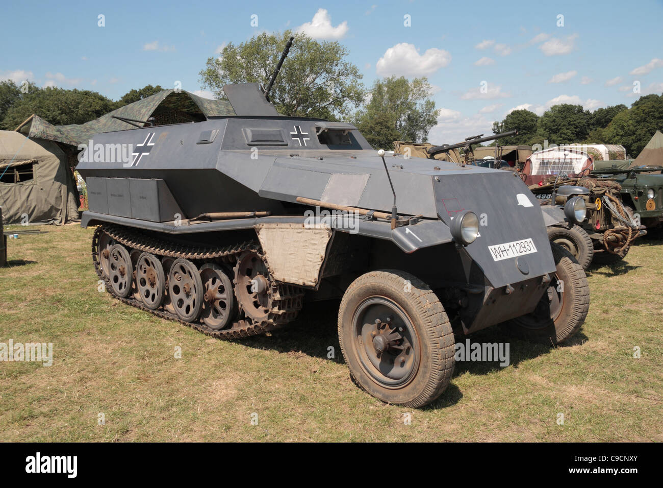 A World War Two German OT-810 half-track vehicle display at the 2011 War & Peace Show at Hop Farm, Paddock Wood, Kent, UK. Stock Photo