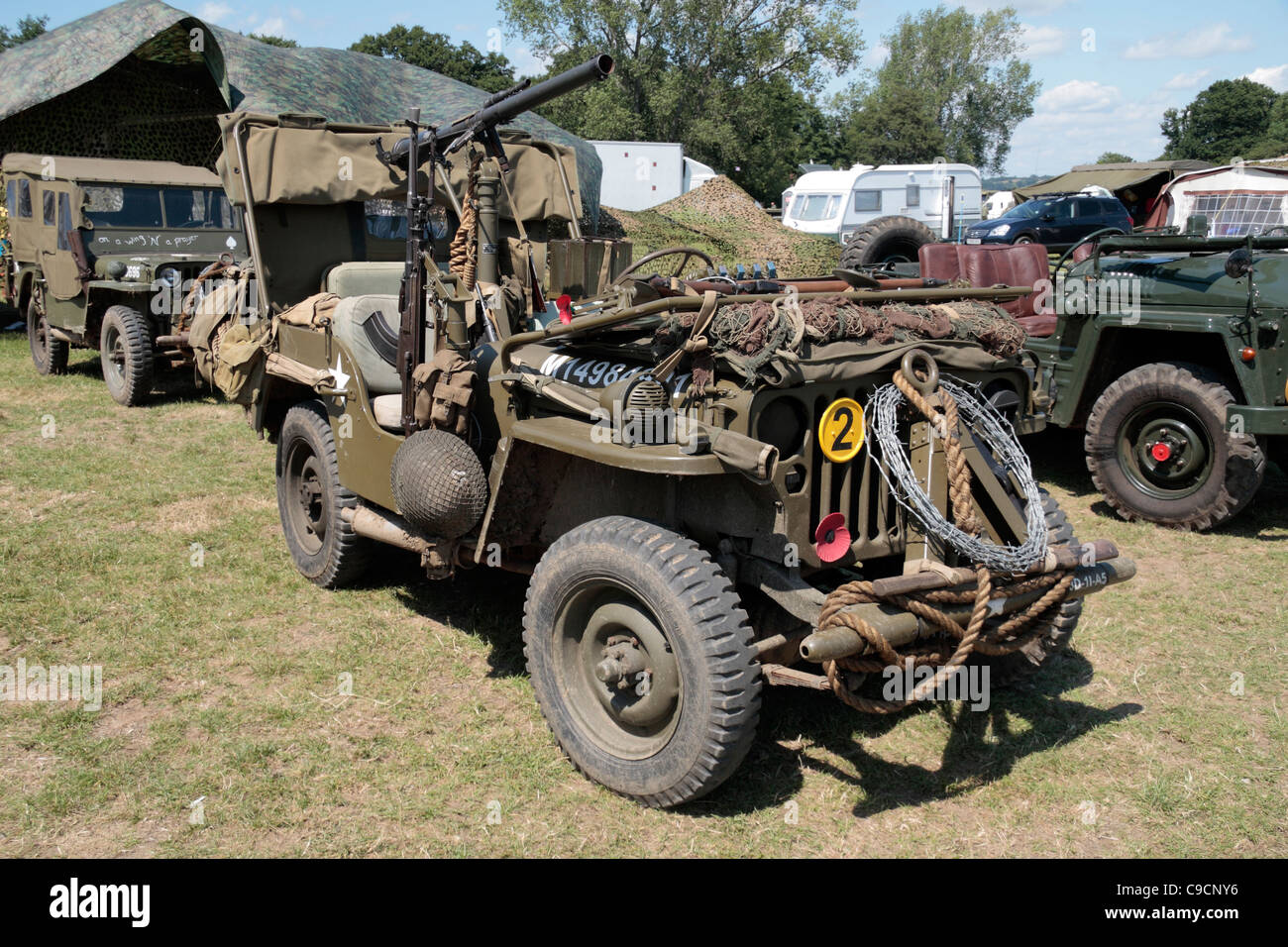 A heavily armed US Army jeep on display at the 2011 War & Peace Show at Hop Farm, Paddock Wood, Kent, UK. Stock Photo
