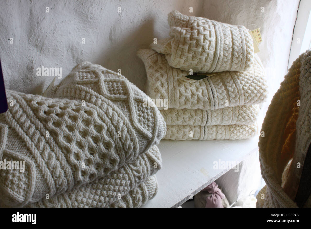 Locally produced knitwear in a local craft shop in Connemara, County