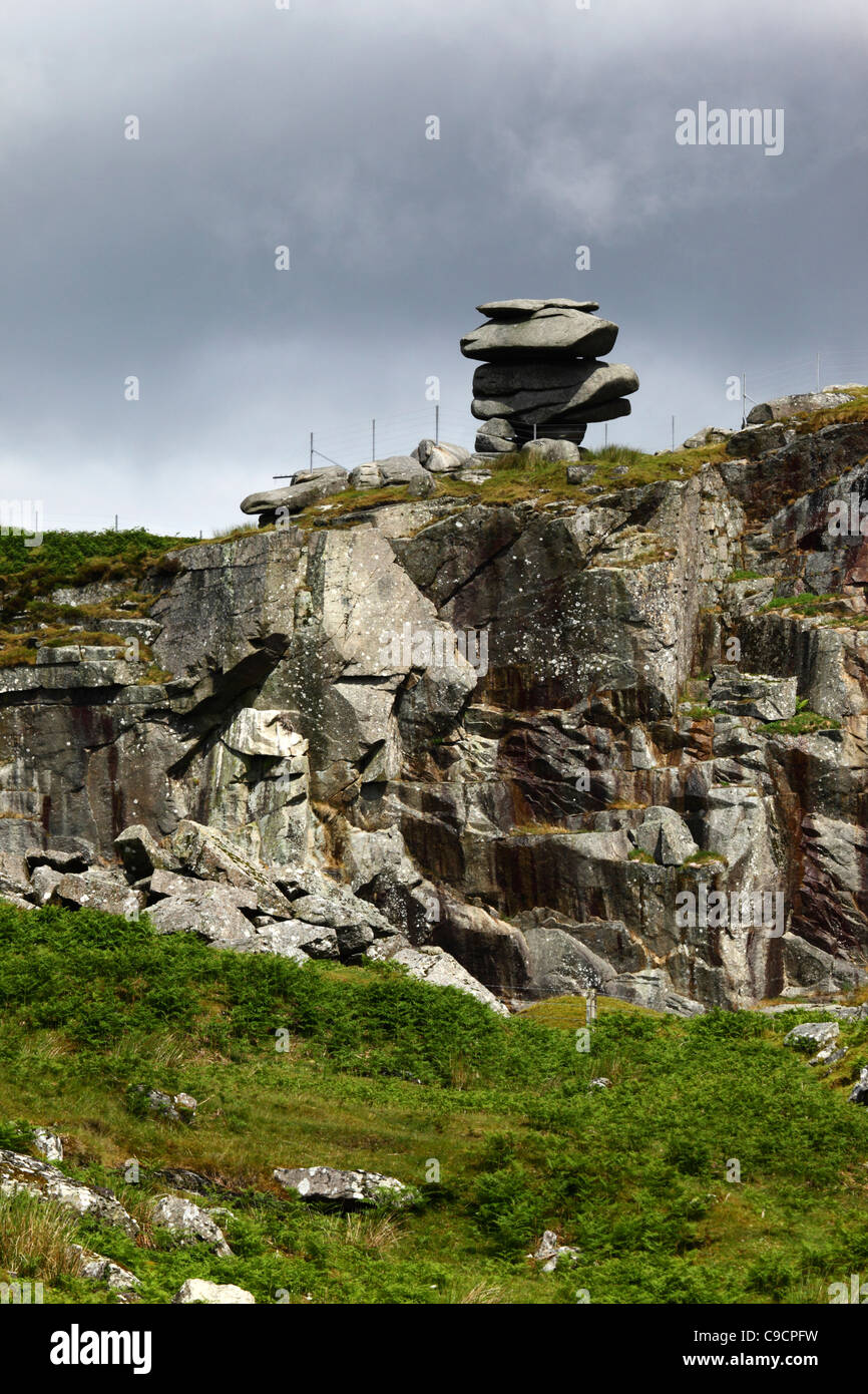 The Cheesewring rock formation and quarry , near Minions , Bodmin Moor , Cornwall , England Stock Photo