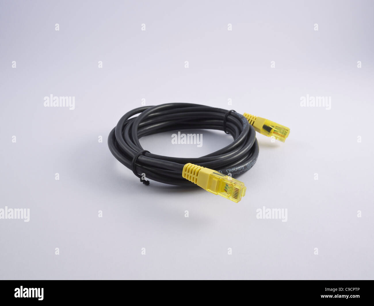 cable with yellow plugs. Focus on front plug Stock Photo Alamy