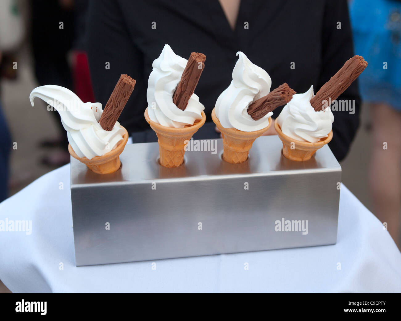 Party platter of Ice Cream Cones Stock Photo