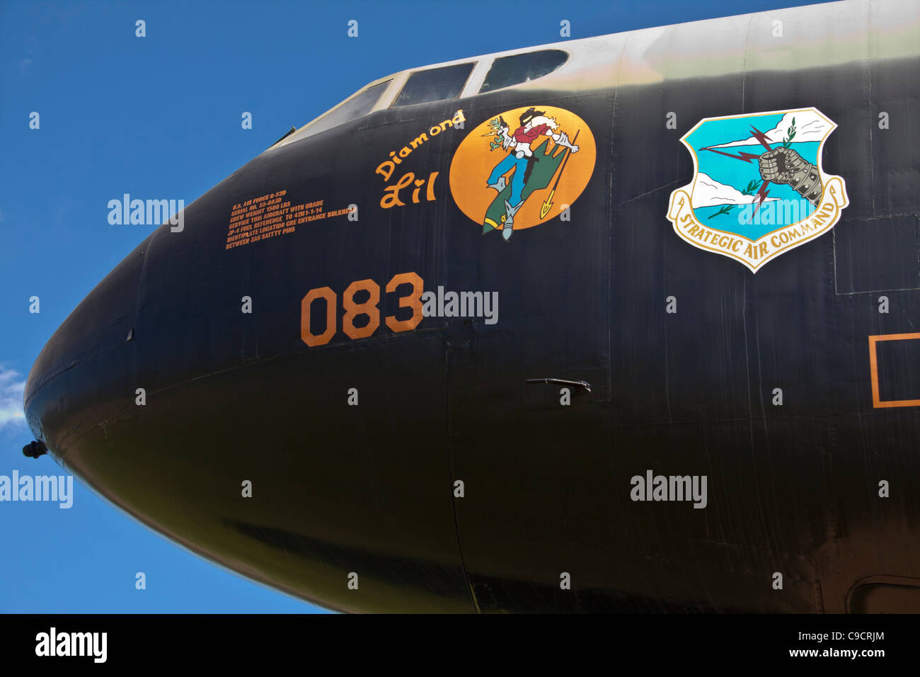 B-52 bomber airplane on display at United States Air Force Academy in Colorado Springs, Colorado. Stock Photo