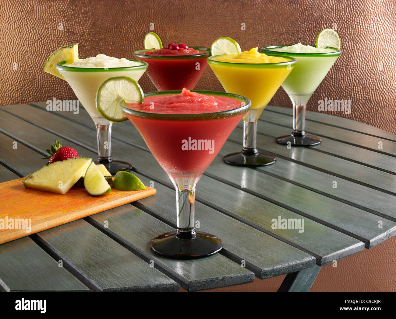 Fresh fruit frozen margarita cocktails Stock Photo Alamy