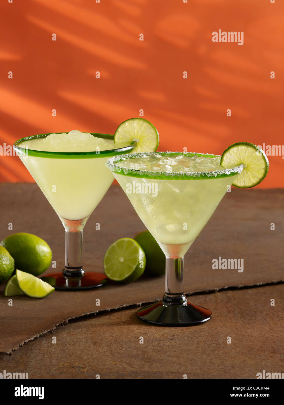 A frozen and a margarita on the rocks cocktail Stock Photo Alamy
