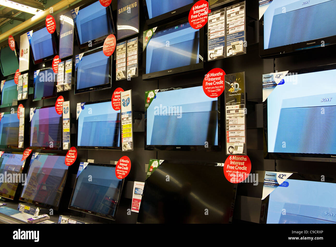 Television sets on sale in a Tesco store, UK Stock Photo - Alamy