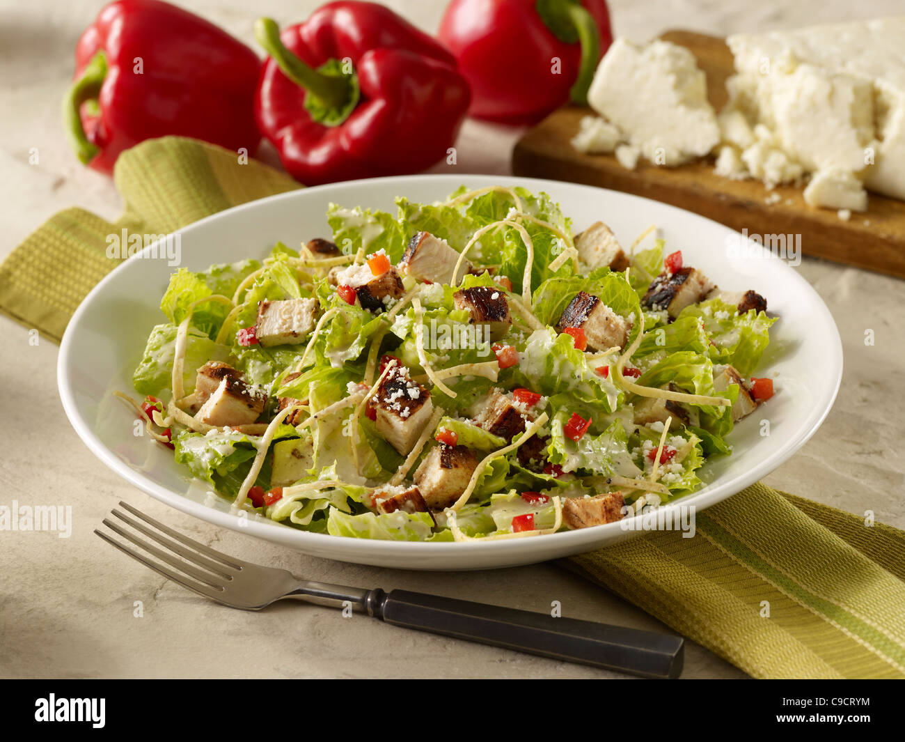 Grilled chicken Caesar salad Stock Photo